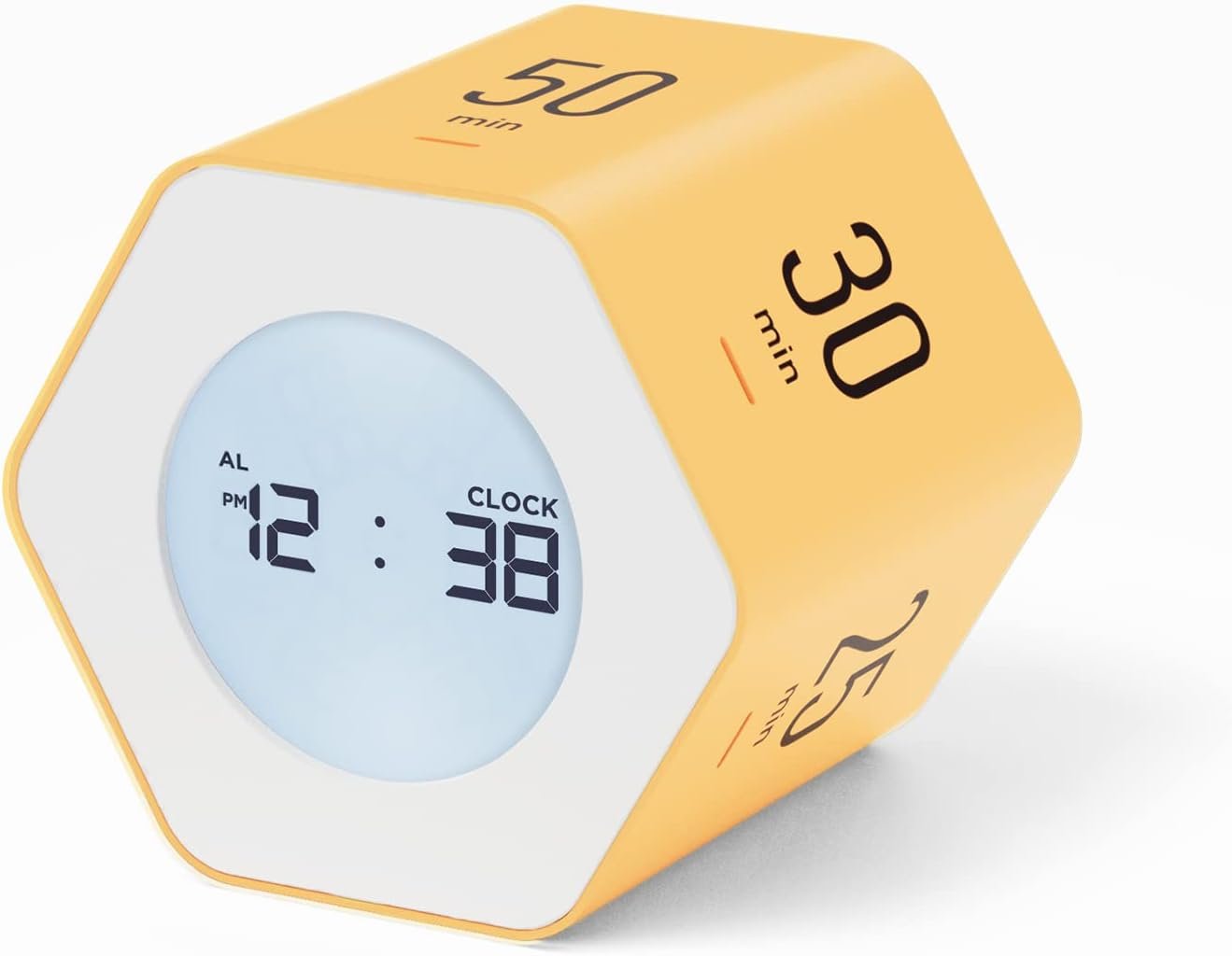 Mooas Multi-Hexagon Clock Cube, Digital Clock, Pomodoro Timer with Backlight 12/24H Count up & Countdown, Flip Timer, Various Time Presets – Ideal for Classroom, Gym, Office (Yellow)