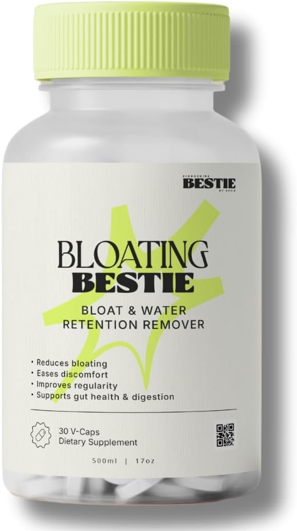 Biohacking Bestie Bloating Bestie for Women & Men – Gut Health Supplement, Digestion Support, Natural Water Retention Remover, Helps Remove Bloat & Gas – 30 Capsules