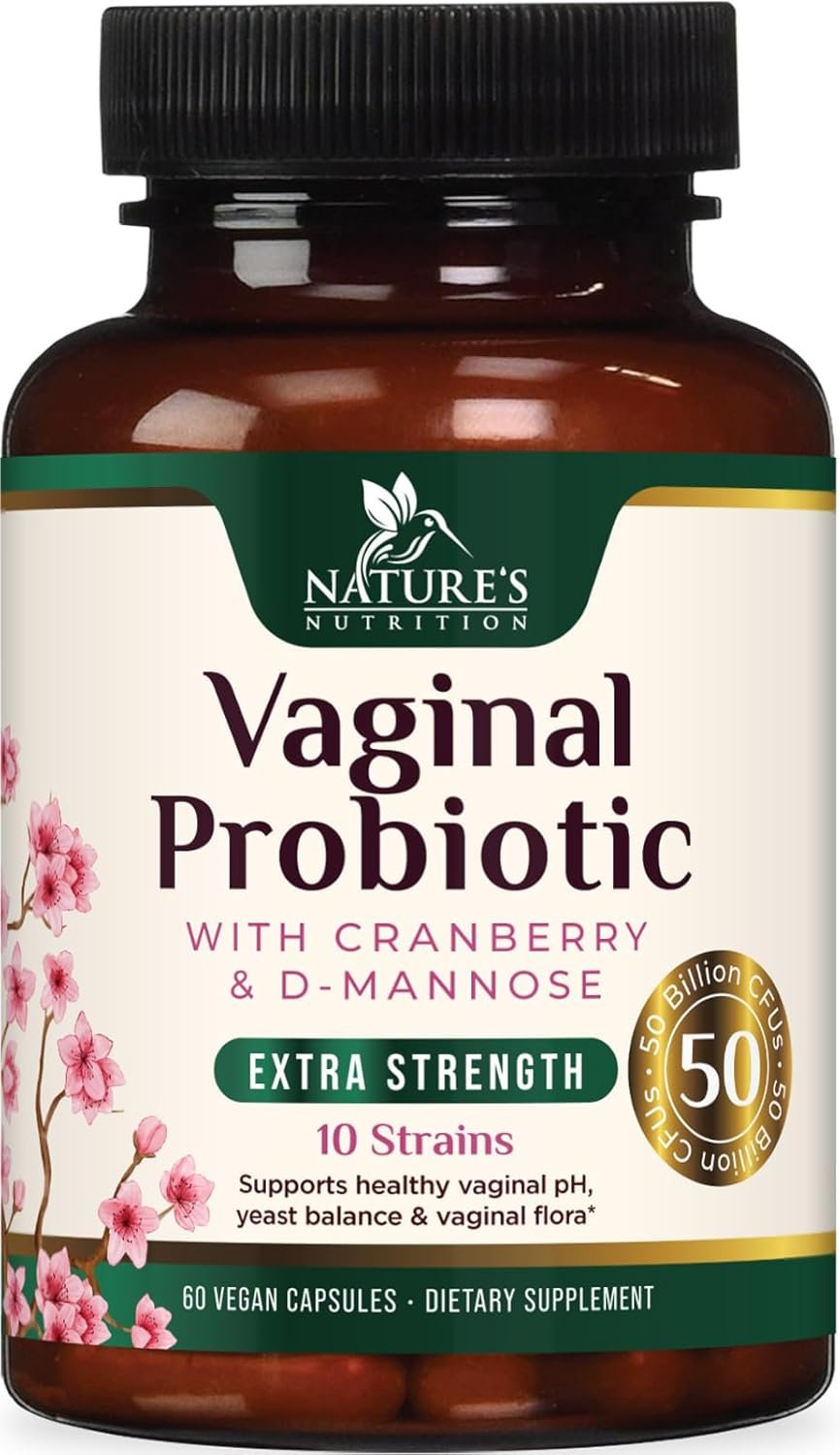 Vaginal Probiotics for Women – pH Balance with Prebiotics & Lactobacillus – 50 Billion CFU per Capsule – Vag Women Health Supplements Support Healthy Vaginal Odor & Flora – Bottled USA – 60 Capsules