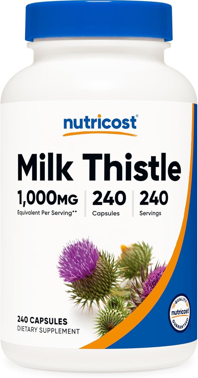 Nutricost Milk Thistle Extract 240 Capsules for 240 Servings Per Bottle – Vegan, GMO Free and Gluten Free
