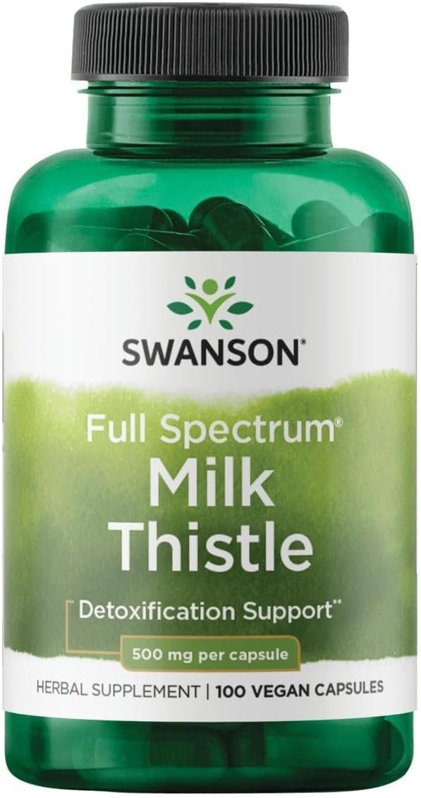 Swanson Full Spectrum Milk Thistle Liver Health Supplement for Adults Seeking Natural Detoxification and Antioxidant Support – 500 mg (100 Vegan Capsules)