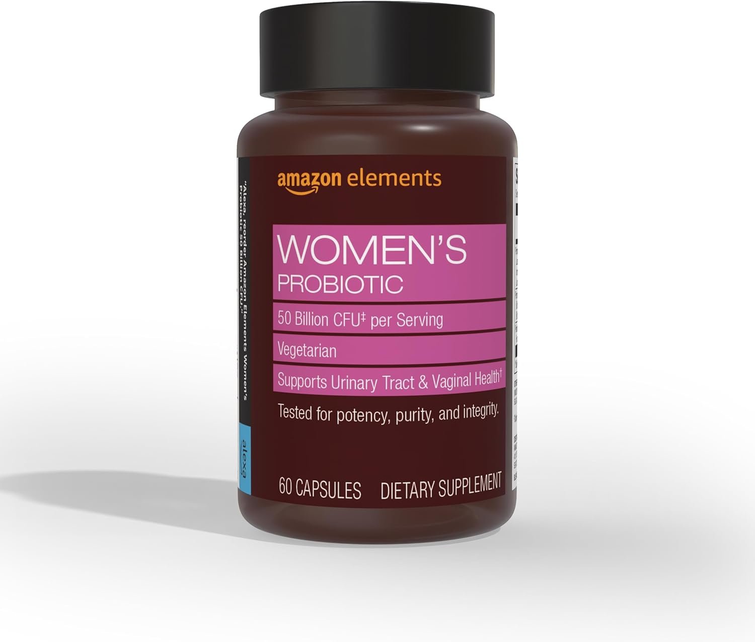 Amazon Elements Women’s Probiotic 50 billion CFU per serving, vegetarian, Supports Urinary Track and Vaginal Health, 60 capsules