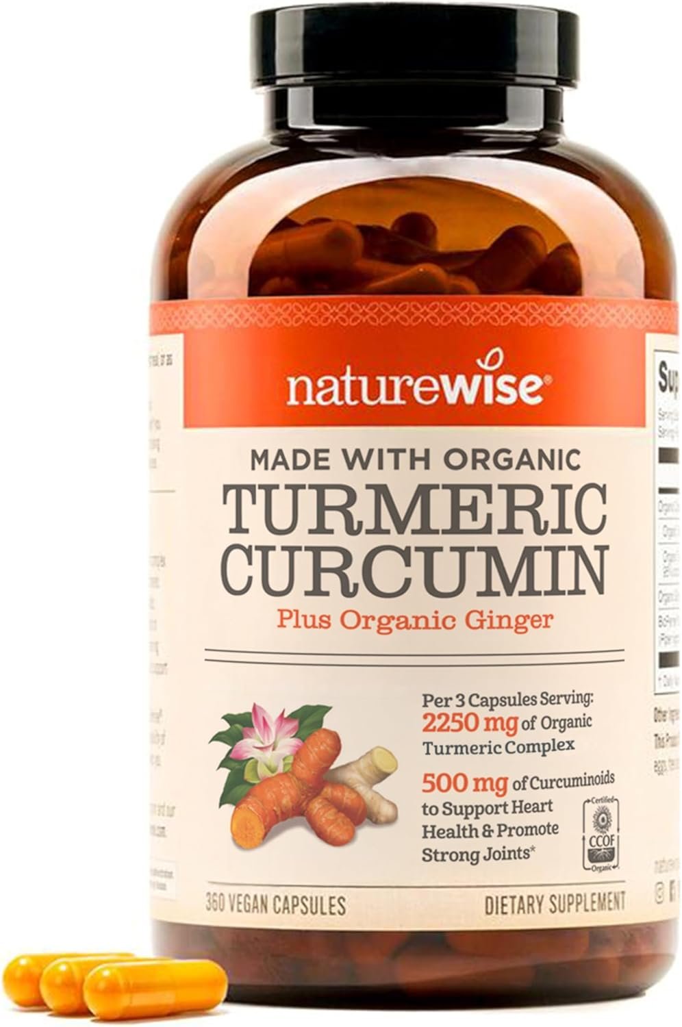 NatureWise Curcumin Turmeric 2250mg – 95% Curcuminoids & BioPerine Black Pepper Extract for Advanced Absorption – Daily Joint and Immune Health Support – Vegan, Non-GMO, 360 Count[120-Day Supply