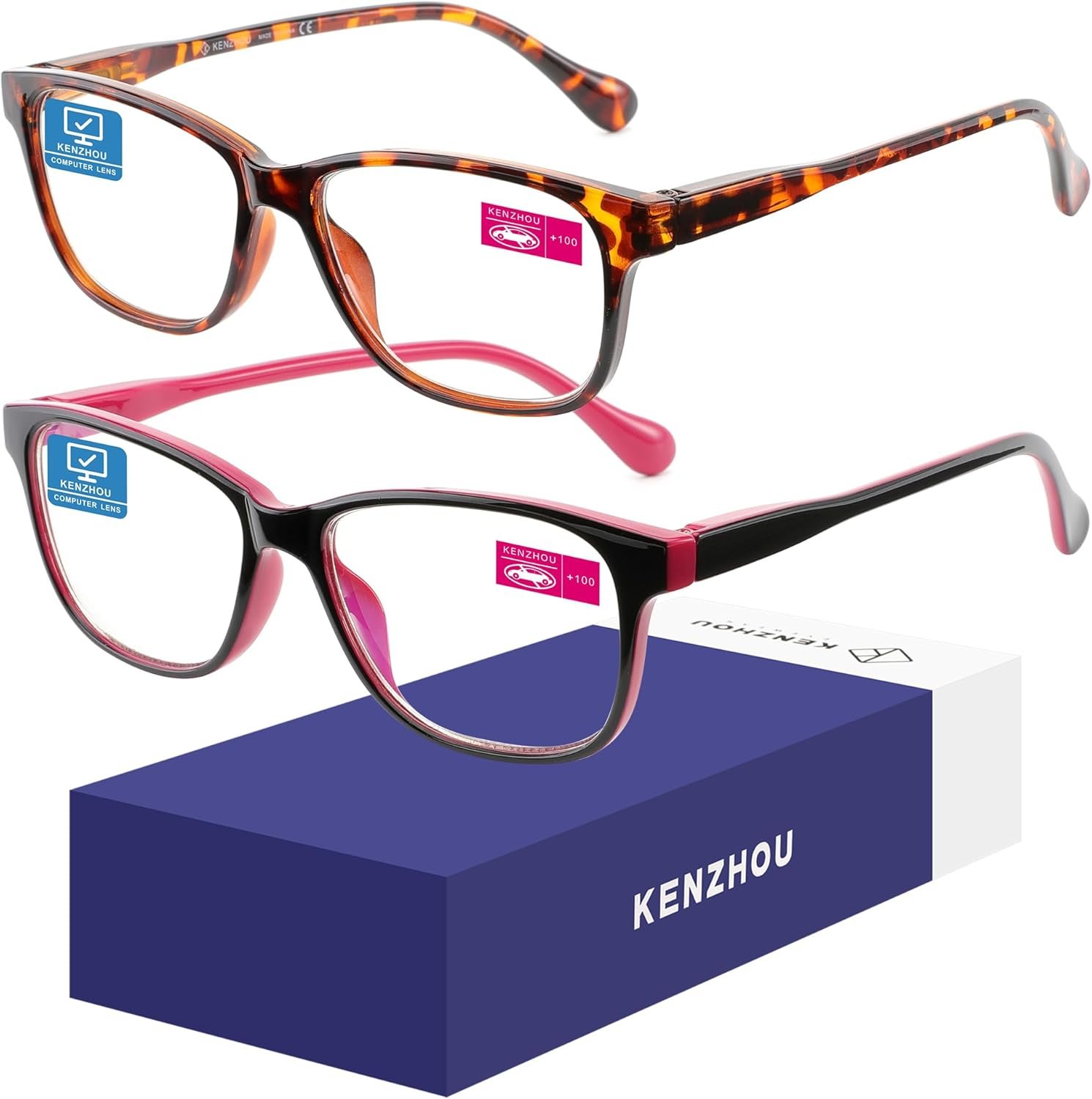 K KENZHOU Blue Light Glasses for Woman Men Bluelight Blocking Glasses for Computer Gaming Phones,Anti Eye Strain & UV Glare