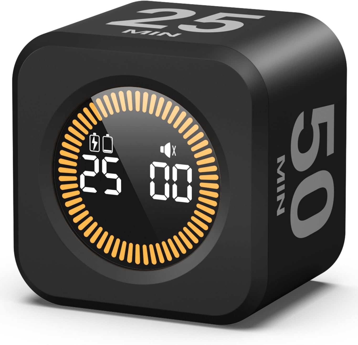 KADAMS Pomodoro Timer Visual – Productivity Pomodoro Cube, 5/10/25/50 Min Countdown & Countup, Silent – Ideal for Work Study Cook Workout Kitchen School Classroom Office ADHD Gift Kids (1, Black)