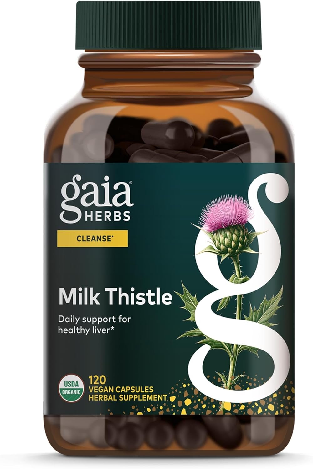 Gaia Herbs Milk Thistle – Liver Supplement & Cleanse Support for Helping to Maintain Healthy Liver Function* – 120 Vegan Capsules (40 Servings)