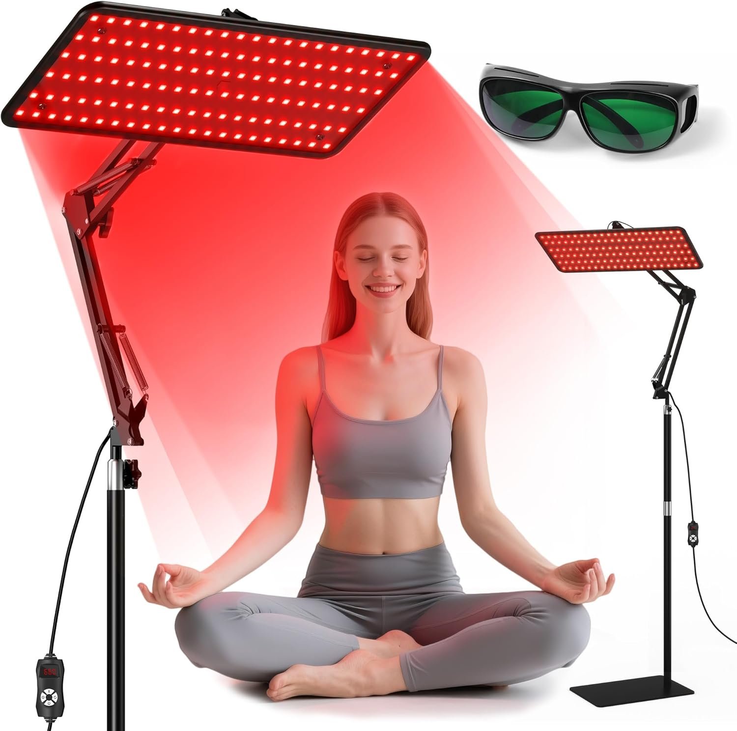 Morfone Red Light Therapy for Body Face – Infrared Light Therapy Lamp 660nm, 850nm, 940nm Tri-Wavelength LED Beads Panel with Height Adjustable Stand for Home Use, Gift for Women Girls, S
