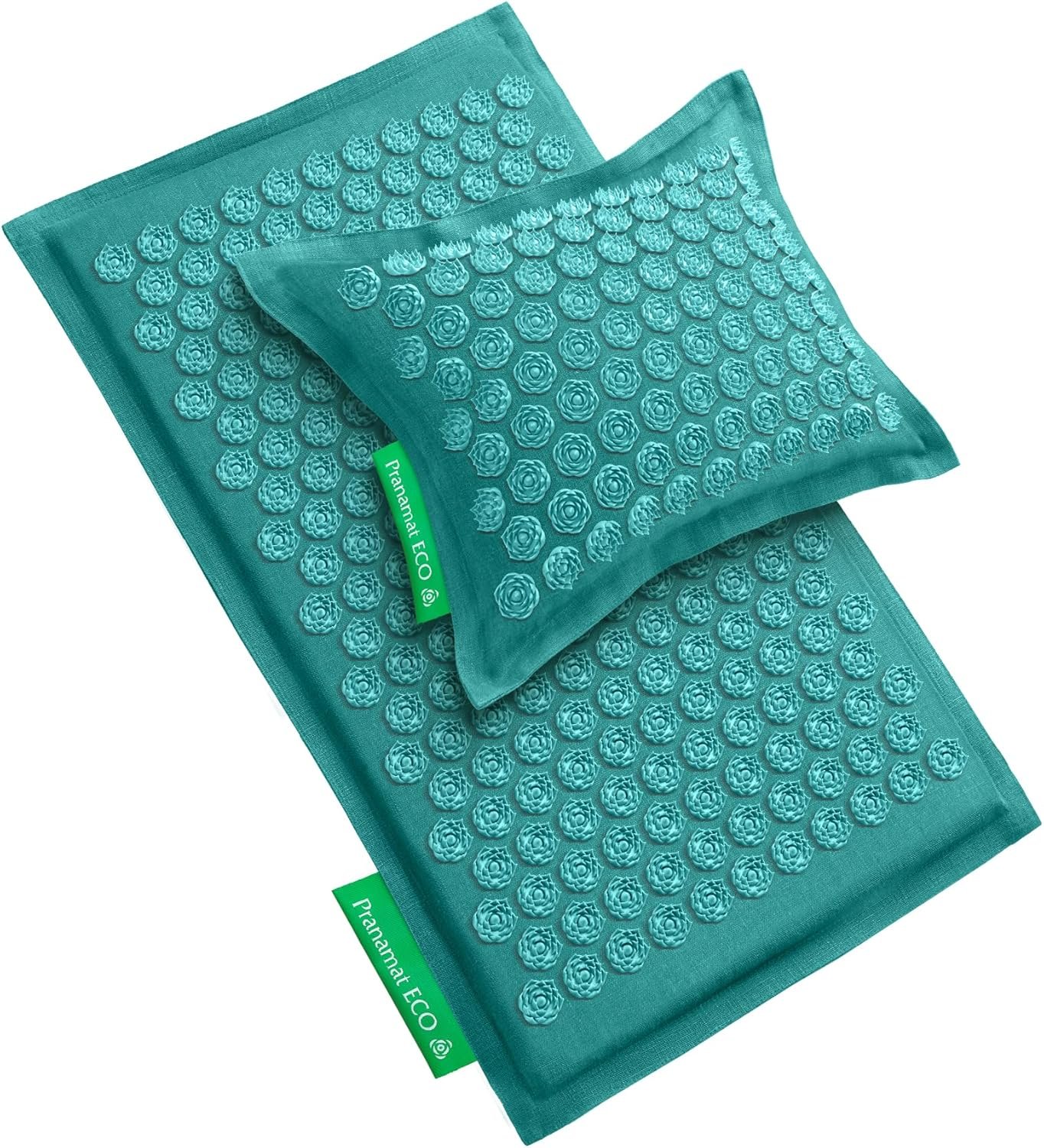 Acupressure Large Mat and Pillow Set, Premium Acupressure Therapy for Pain Relief and Relaxation, Handcrafted in Europe with Sustainable and Natural Materials (Azur)