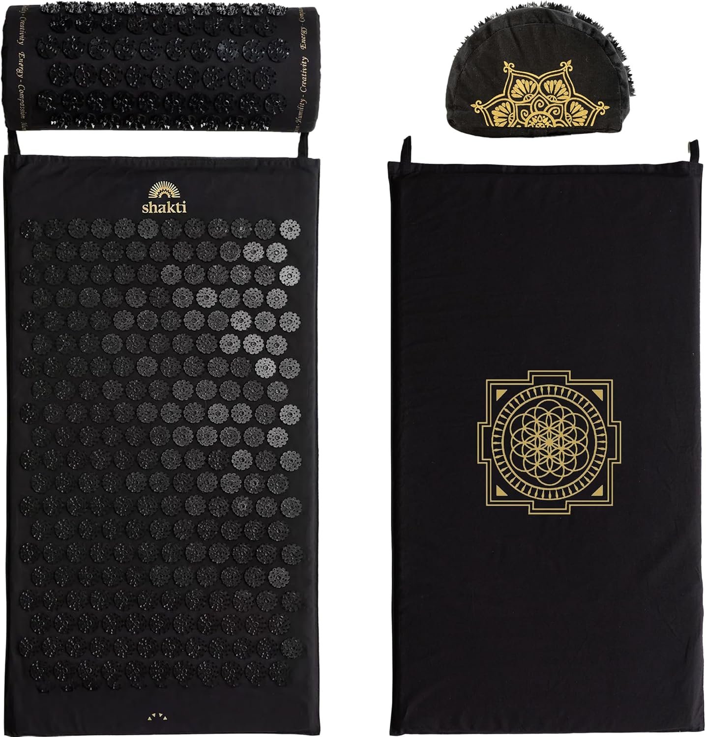 ShaktiMat Classic Acupressure Mat & Neck Pillow Set, Level 3 Intensity in Black, Sustainable & Durable, Relieves Stress & Tension, Promotes Relaxation & Focus, FSA/HSA Eligible