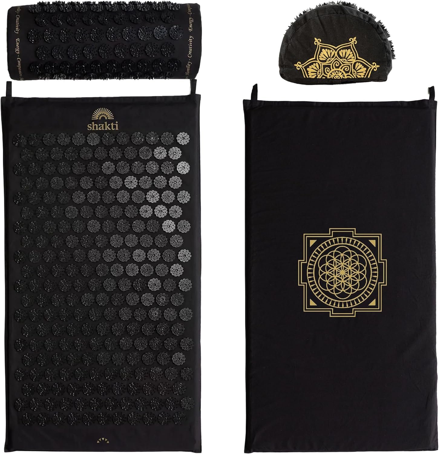 ShaktiMat Classic Acupressure Mat & Neck Pillow Set, Level 2 Intensity in Black, Sustainable & Durable, Relieves Stress & Tension, Promotes Relaxation & Focus, FSA/HSA Eligible