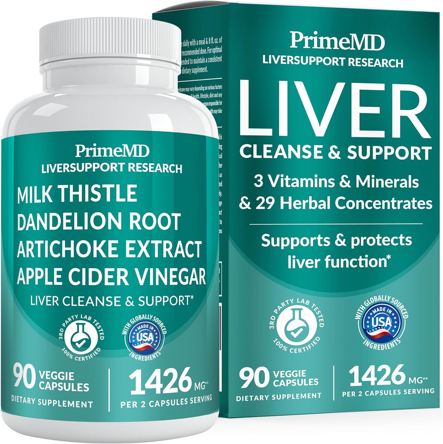 32-in-1 Liver Support with Milk Thistle Supplement – Liver Detox with Silymarin, Artichoke Extract & Beetroot Powder – Comprehensive Wellness Formula for Liver Cleanse – 1426mg (90 count) (Pack of 1)