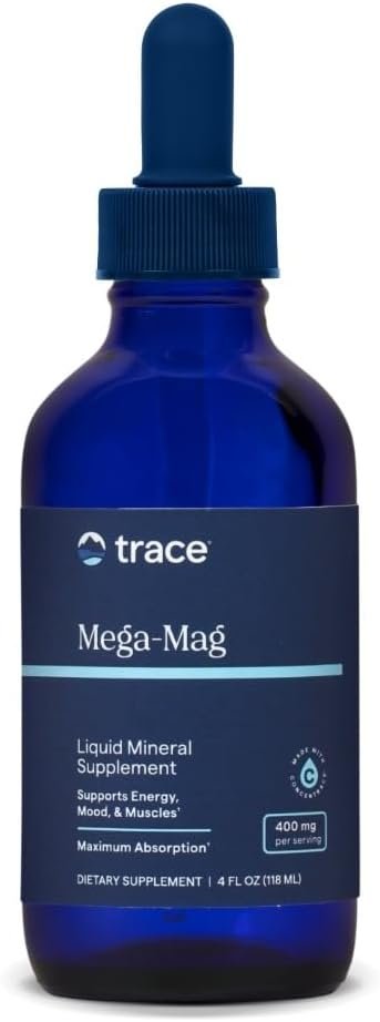 Trace Minerals Mega-Mag – Liquid Magnesium Supplement for Vitality & Energy Support – Muscle, Bone & Nerve Health – Natural Daily Drops – Non-GMO, Vegan & Gluten-Free – 4 fl oz (30 Servings)