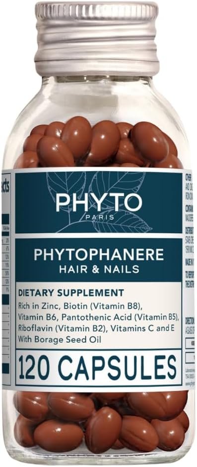 PHYTO Phytophanère Hair Growth Supplement for Women & Men – Biotin, Zinc & Vitamin B6 for Thicker, Stronger Hair & Nails – 120 Capsules, 2-Month Supply