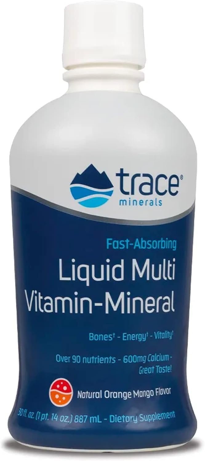 Trace Minerals Liquid Multi Vitamin-Mineral – Liquid Vitamin Supplement for Daily Health Support – Energy Support – Bone Health – Gluten-Free – Orange Mango – 30 fl oz (30 Servings)