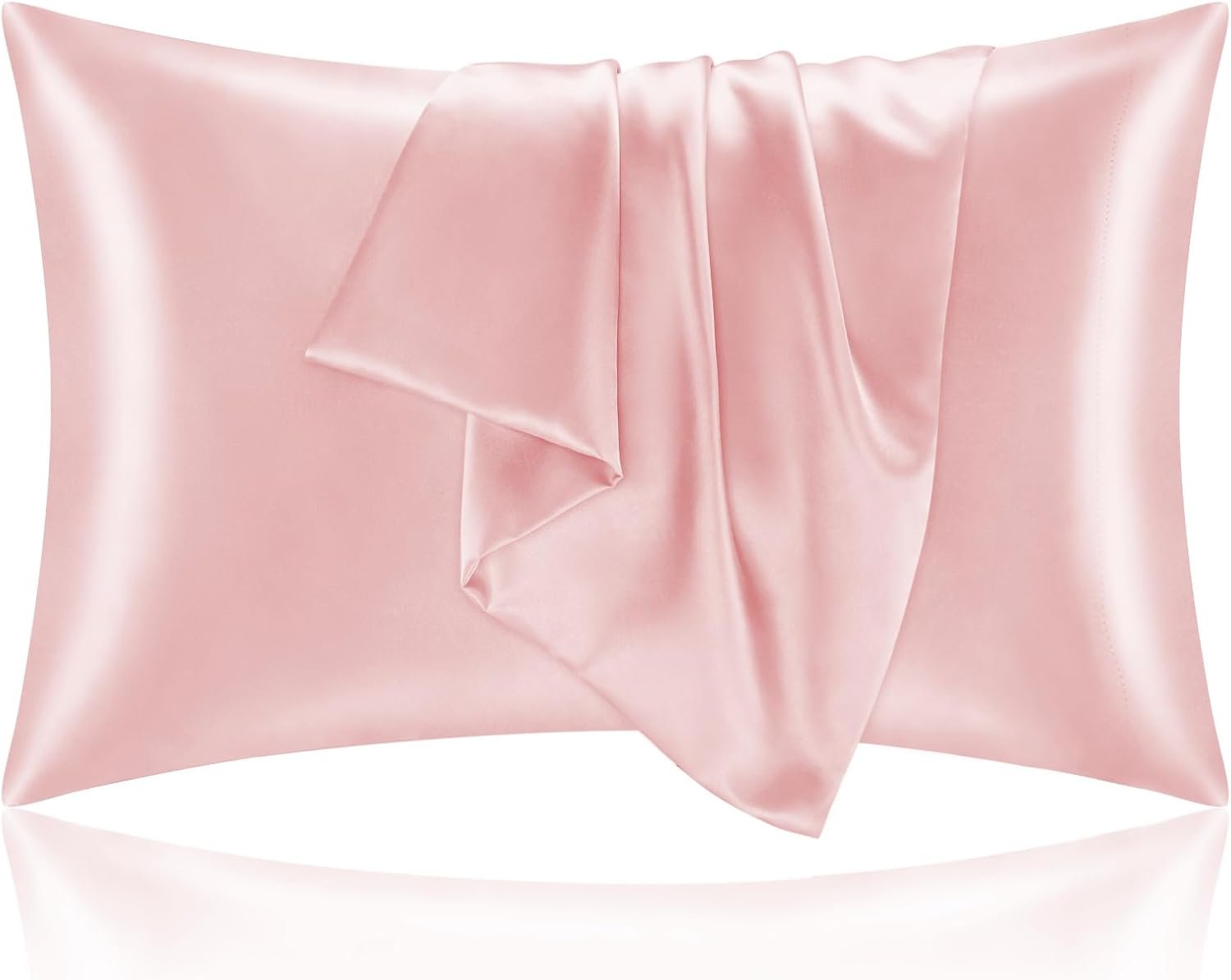 BEDELITE Satin Pillowcase for Hair and Skin, Super Soft and Cooling Similar to Silk Pillow Cases 2 Pack with Envelope Closure, Gift for Women Men(20″x30″ Queen Size, Pink)