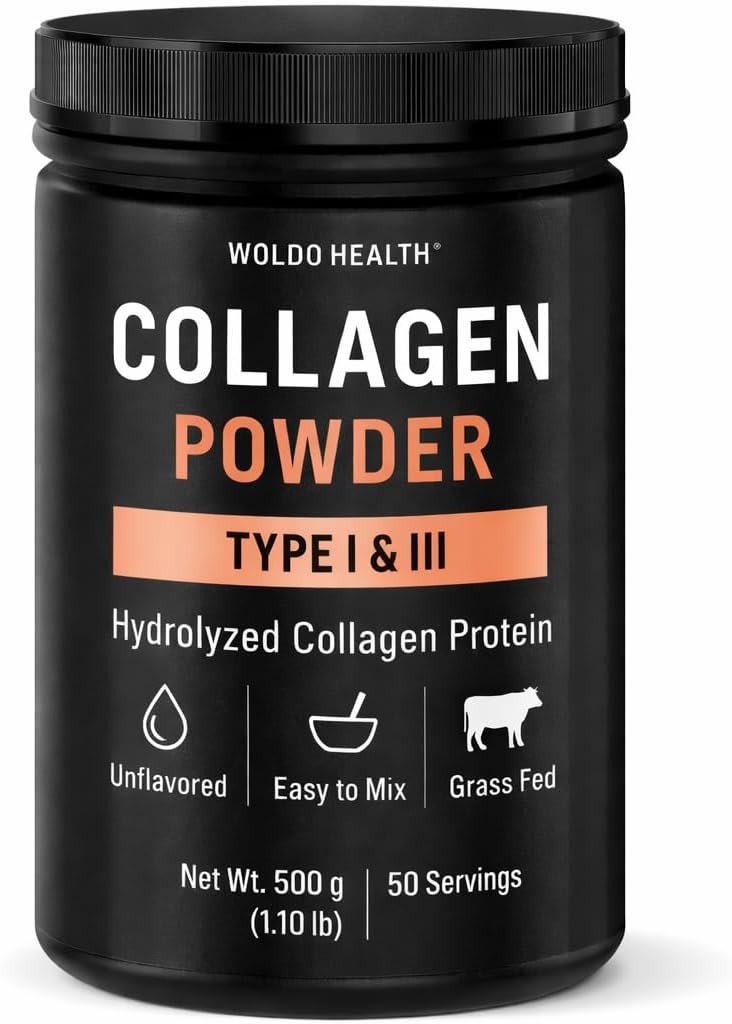 WoldoHealth Collagen Peptides Powder 50 Servings – Grass Fed & Pasture Raised, Unflavored, Dissolves Easily in Hot & Cold Drinks, Supports Hair, Skin, Nails, Bones & Joints