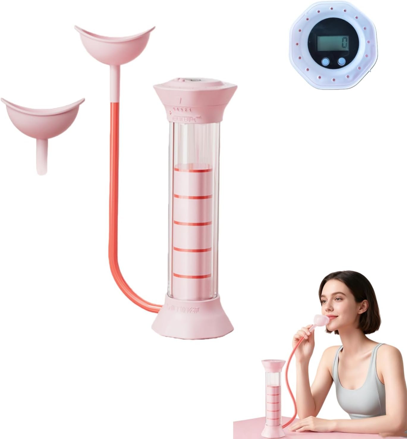 Digital Breathing Dumbbells with Adjustable air holes, Load Bearing Breathing Training Device, Abdominal Breathing Capacity,Slimming Belly, Breathing Resistance Training Dumbbells (Pink)