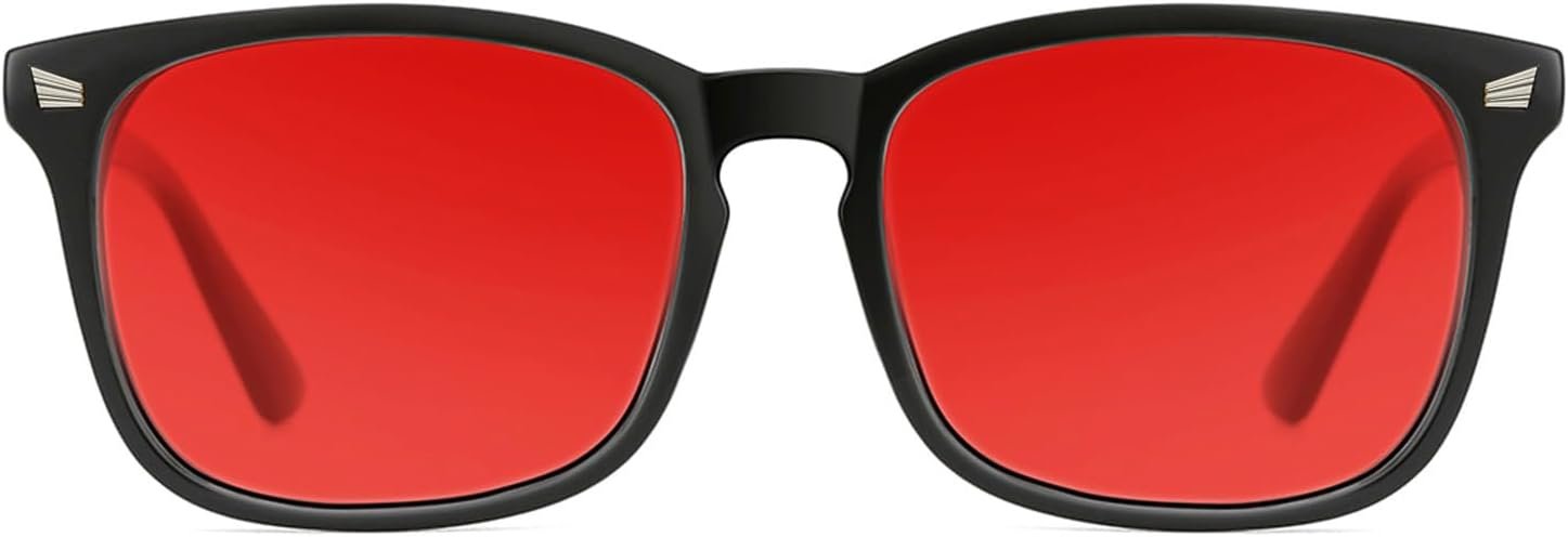 TIJN Sleep Glasses with Blue Green Light Blocking, Red Light Lens for Computer Gaming, Screen Fatigue & UV Protection