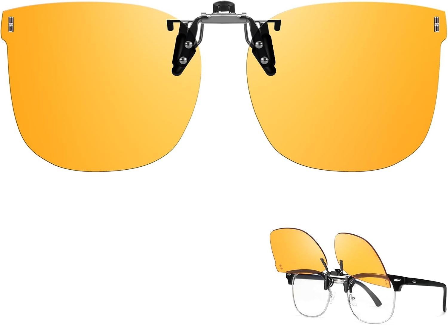 TJUTR Clip On Blue Light Blocking Glasses for Women Men, Fit Over Glasses for Computer Gaming, Anti Eyestrain Improve Sleep