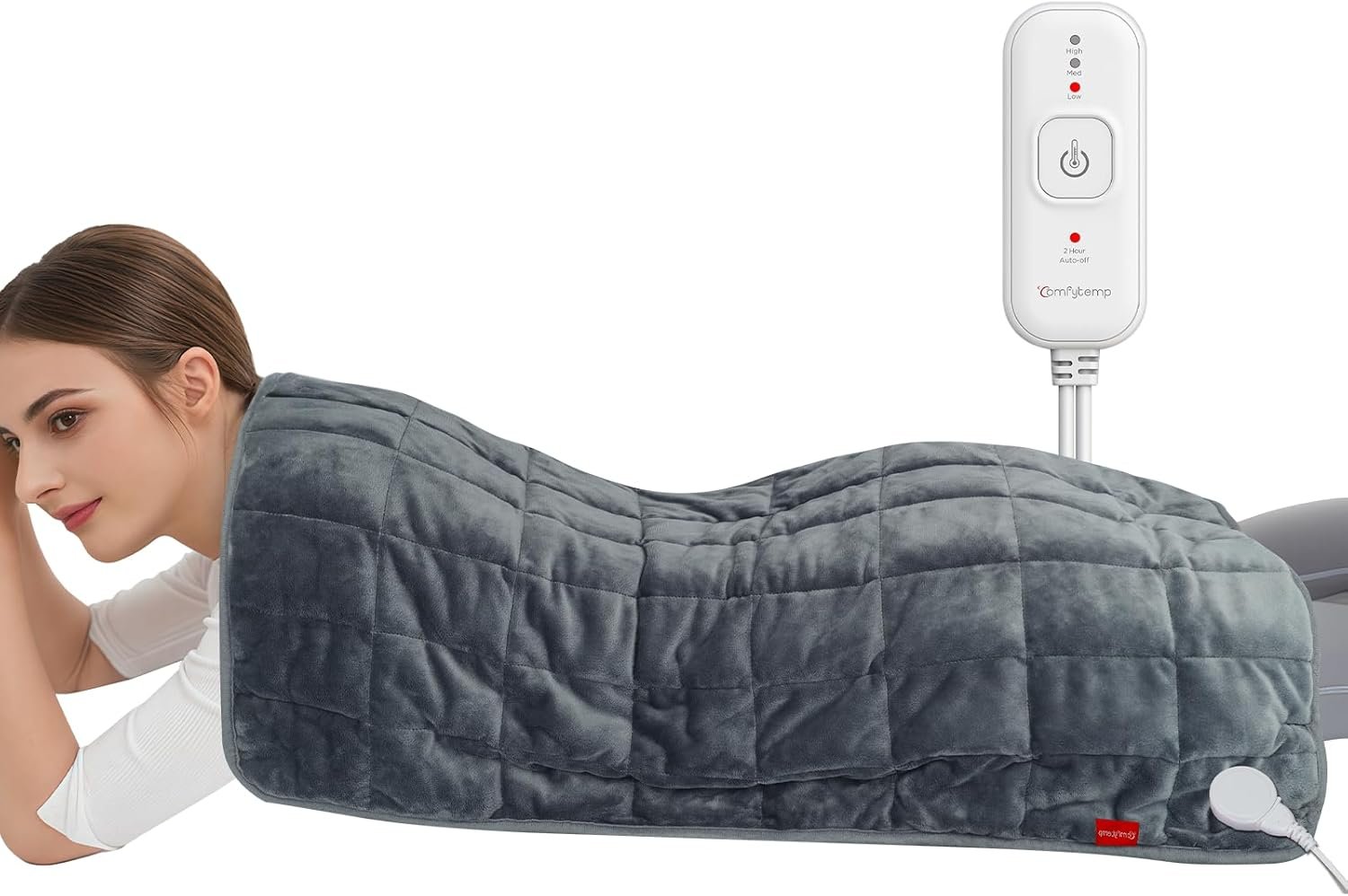 Comfytemp Weighted Large Heating Pad 17″×33″ for Back & Period, FSA Eligible Far Infrared Electric Heat Pad, Mothers Day Gifts for Mom Women, HSA King Size Heated Pad with Evenly Filling Ceramic Bead