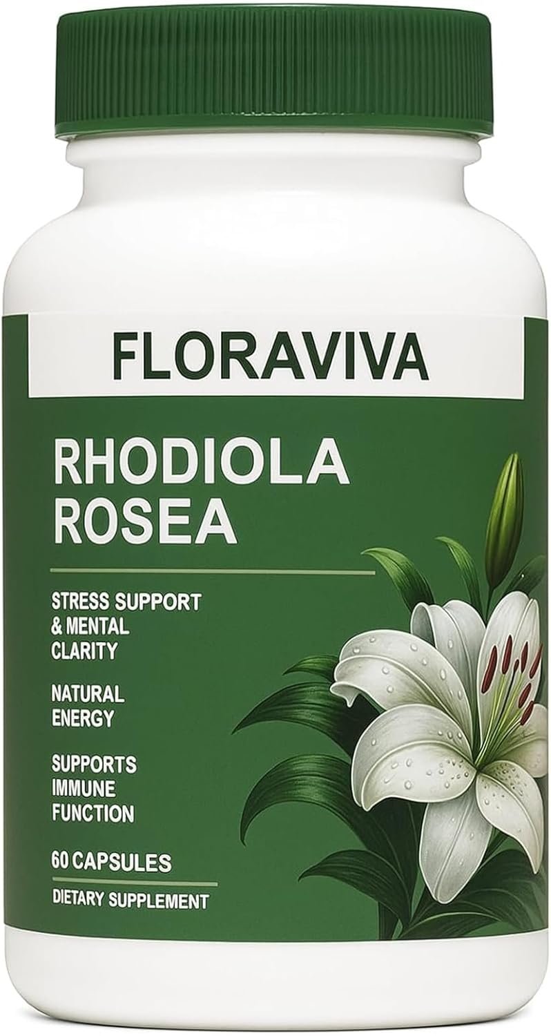 Floraviva Rhodiola Rosea Capsules 500mg – Natural Adaptogen Supplement for Stress Support, Mental Focus & Energy – Non-GMO