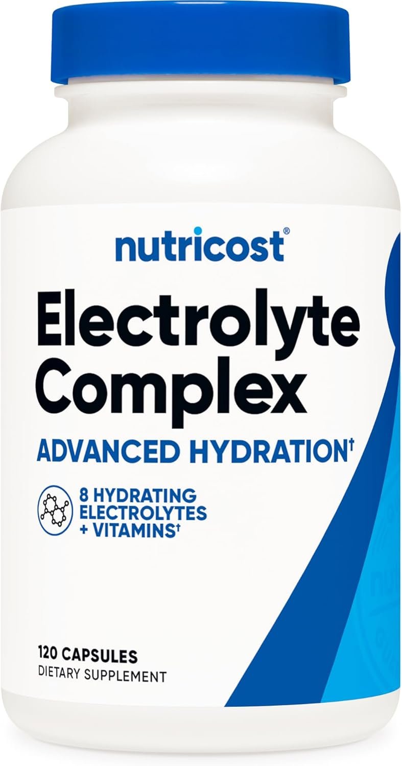 Nutricost Electrolyte Complex Advanced Hydration (120 Capsules) – 8 Hydrating Electrolytes & Vitamins, Gluten Free, Non-GMO, Vegetarian