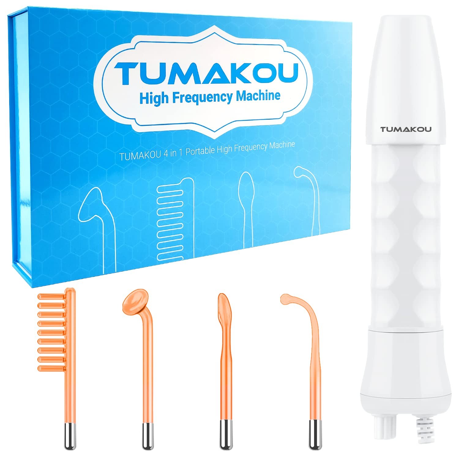 High Frequency Facial Machine – TUMAKOU Portable Handheld High Frequency Facial Skin Wand Machine with 4 Different Tubes