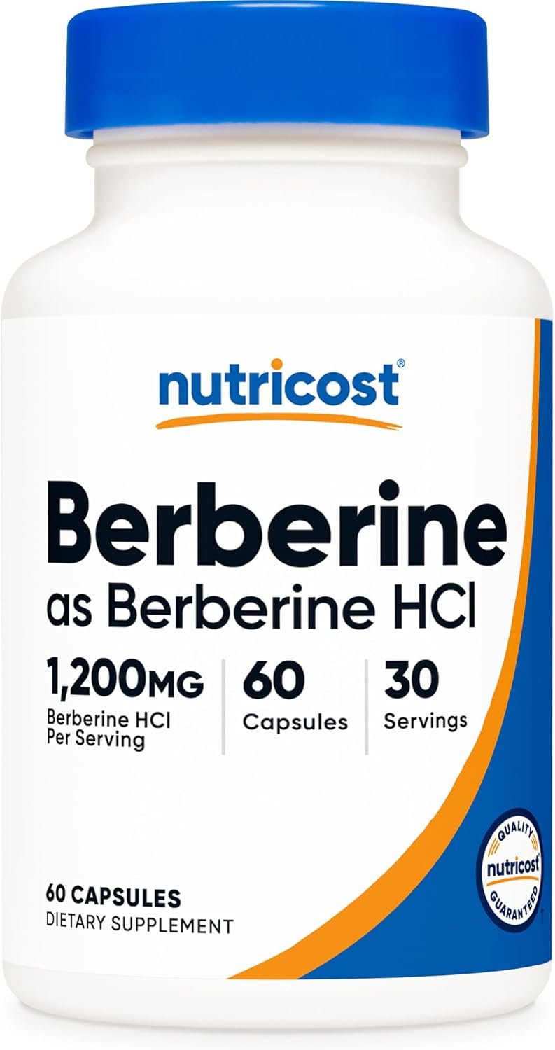 Nutricost Berberine HCl 1200mg , 60 Vegetarian Capsules – Gluten Free & Non-GMO