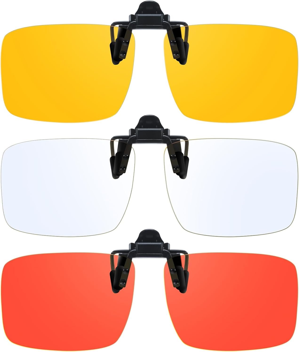 VIEWBETTER 3 Pack Clip On Blue Light Blocking Glasses for Eyes Strain/Light-Sensitive Flip Up Computer Gaming Glasses