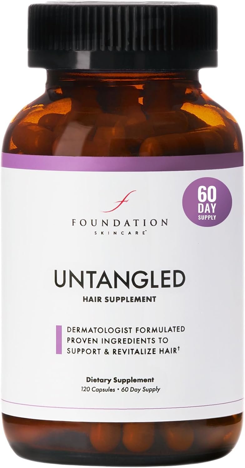 Foundation Skincare UnTangled Hair Vitamins (60-day supply) – Collagen & Biotin Supplement for Women & Men, Visibly Thicker, Faster Hair Growth