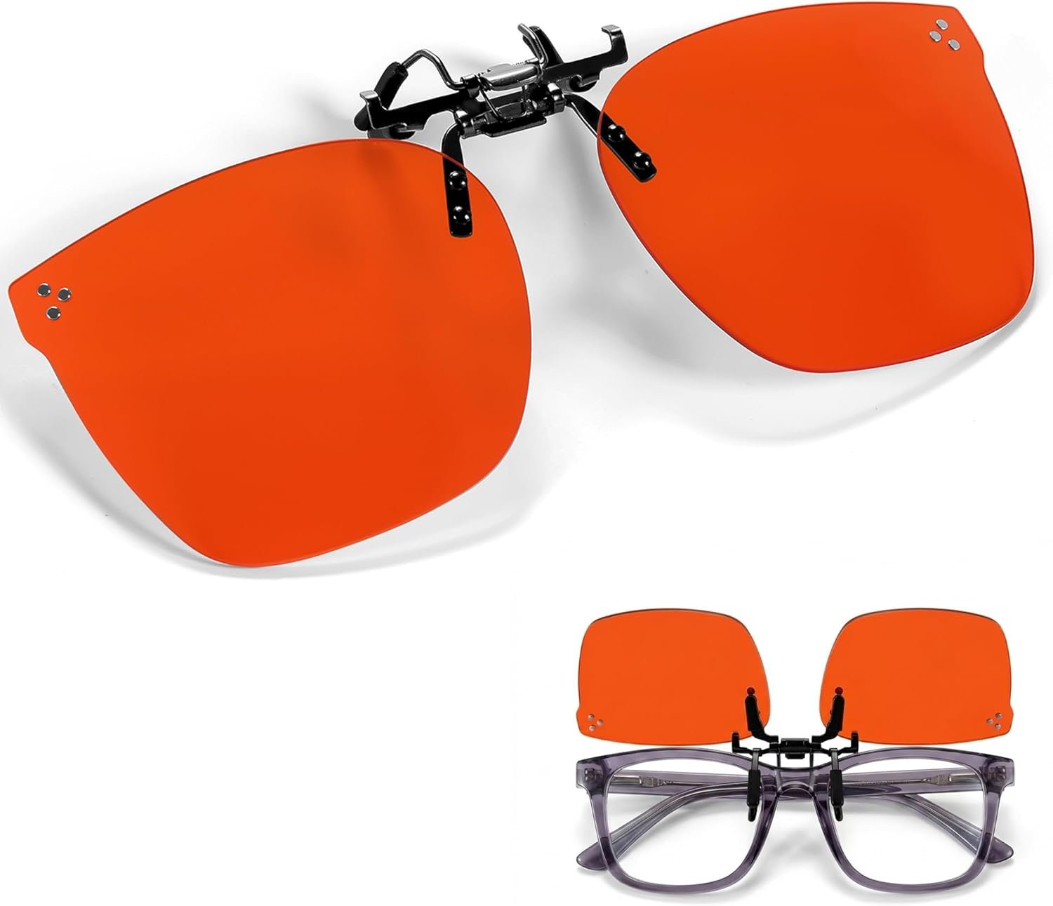Clip On Blue Light Blocking Glasses for Men Women, Cat Eye Flip-Up Design to Wear Over Prescription Glasses for Computer Gaming, Anti UV Blue Light Filter Relieve Eye Strain & Improve Sleep