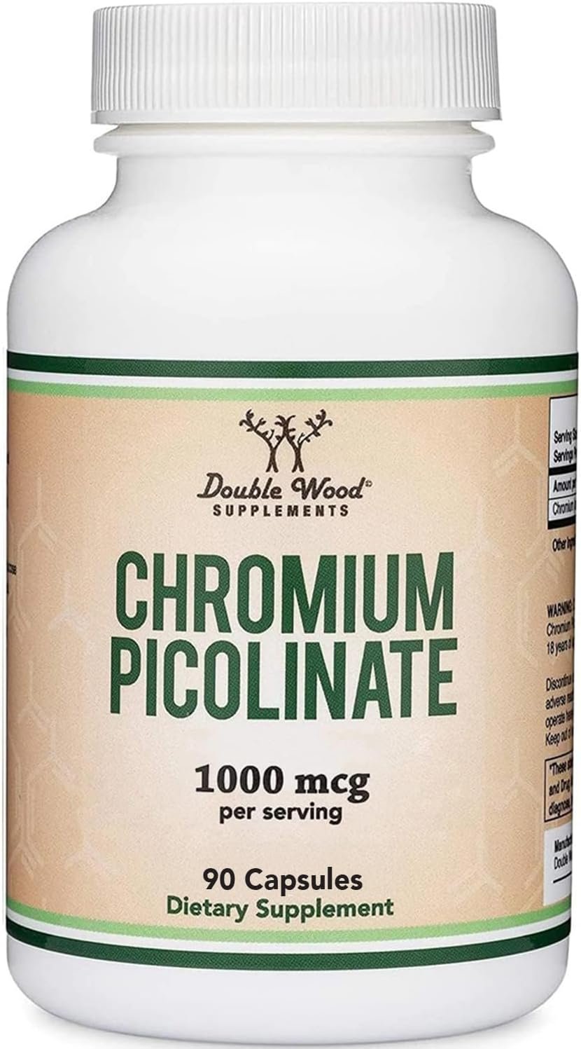 Chromium Picolinate 1000mcg – High Absorption and Bioavailability (90 Vegan Safe Capsules, Non-GMO, Gluten Free) by Double Wood Supplements