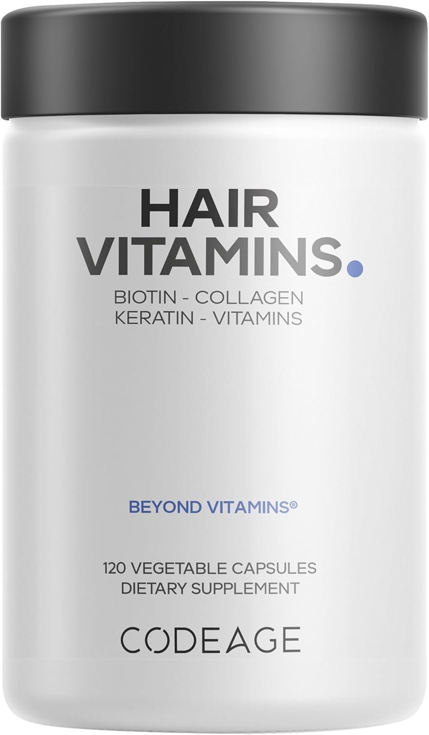 Codeage Hair Vitamins 10000 mcg Biotin, Keratin, Collagen, Vitamin A, B12, C, D3, E, Zinc, Turmeric, Probiotics, Enzymes, Inositol – Hair Care Support – Healthy Hair Supplement Pills – 120 Capsules