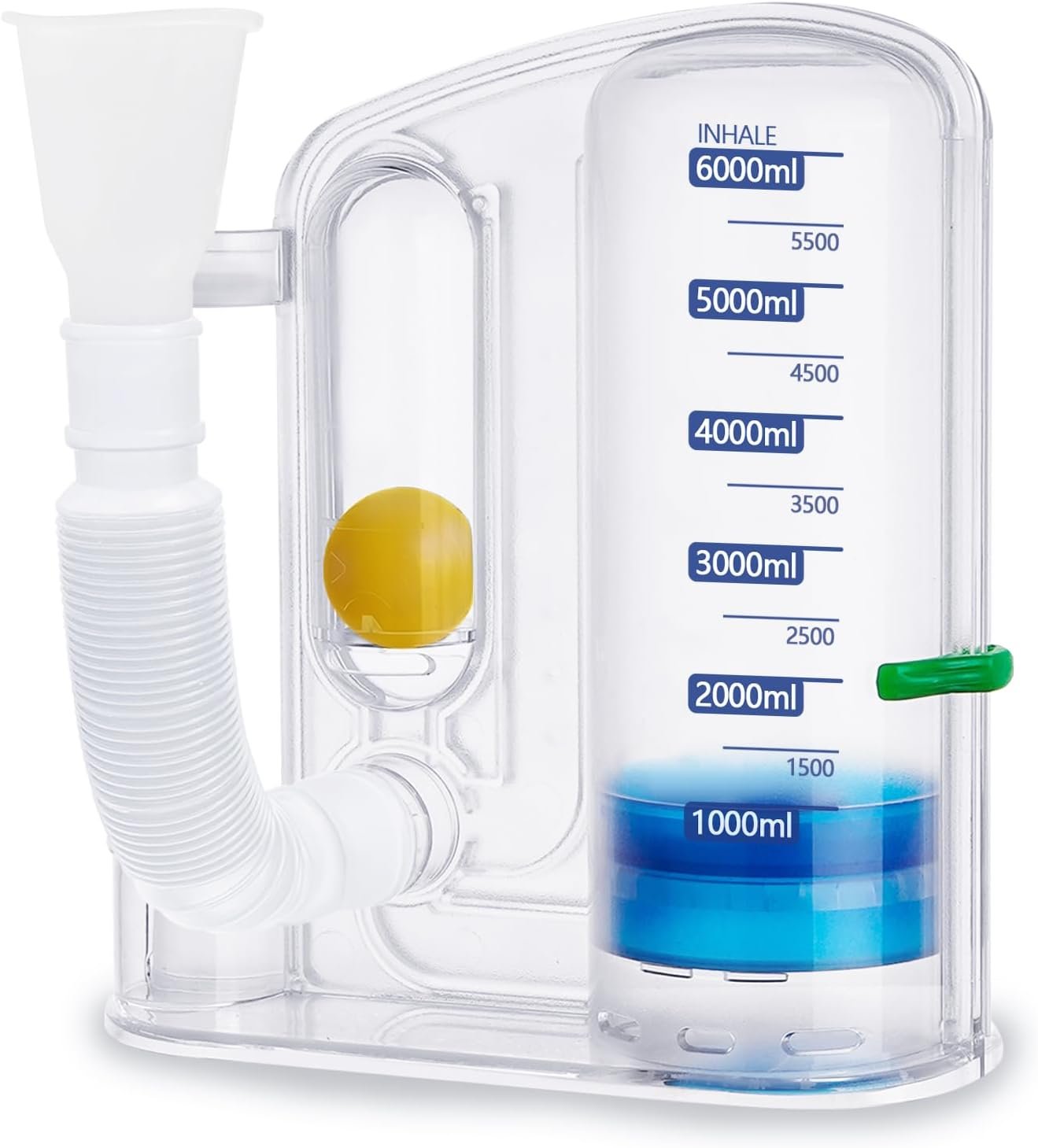 Breathing Exercise Device for Lungs, Lung Exerciser Device, Breathing Trainer– Upgraded Capacity, Improves Respiratory Health & Aids Recovery (Transparent-white01)