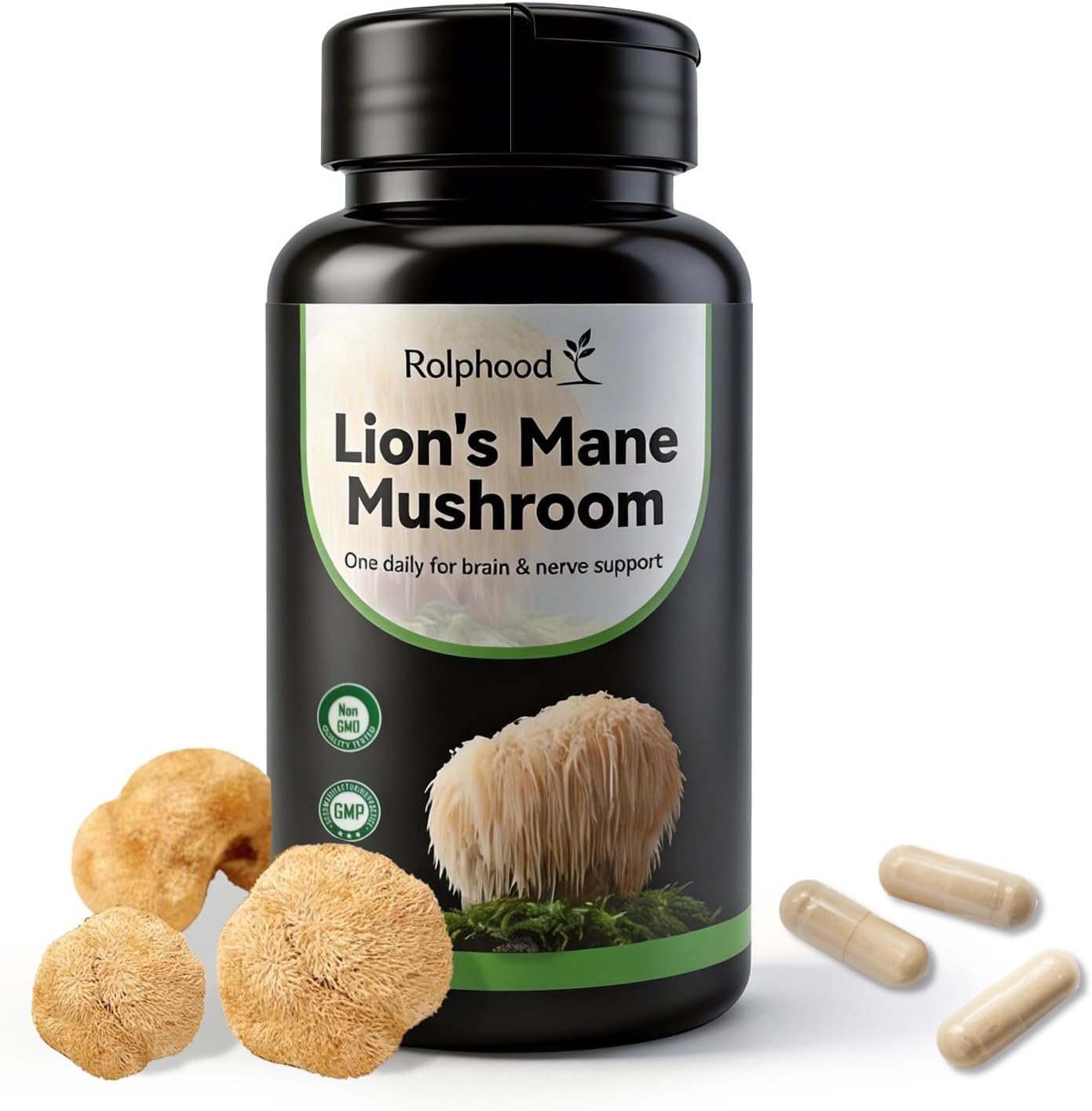 Lions Mane Mushroom Extract Capsules, Organic|Non-GMO|Gluten Free,Supplement for Focus Support and Immune Health(60 Count)