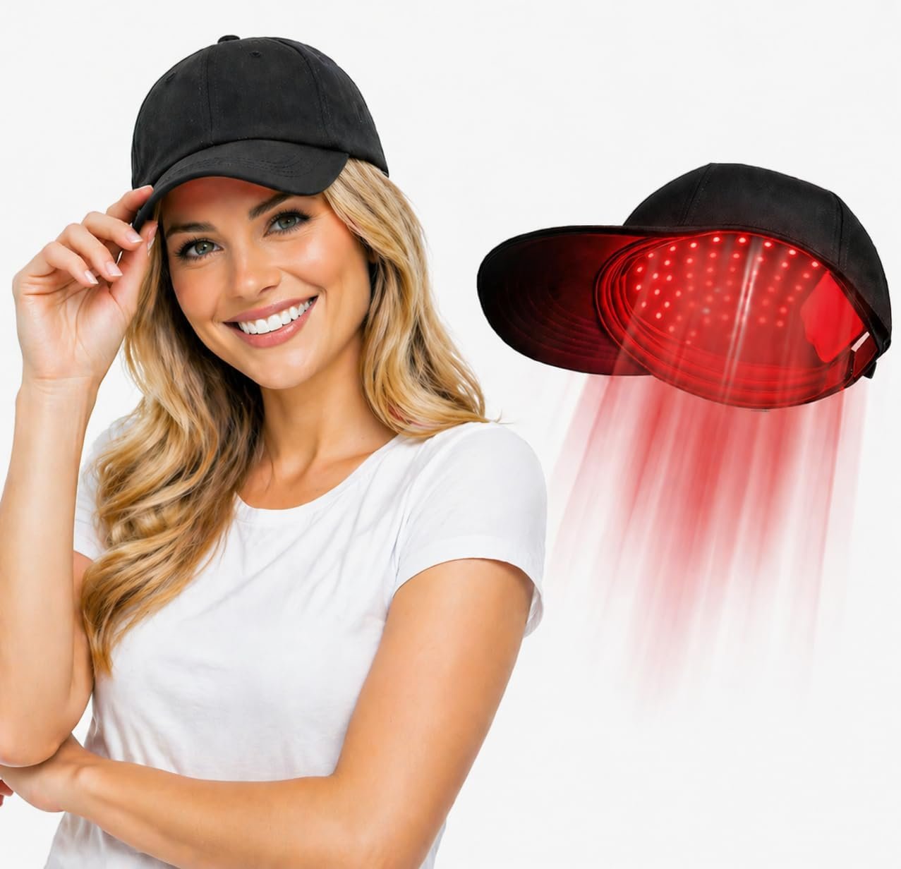 LLLT Laser Hair Growth Cap – 650nm Red Light Therapy for Hair Regrowth, Full Scalp Coverage Treatment for Men & Women with Thinning Hair, Portable & Hands-Free, Black