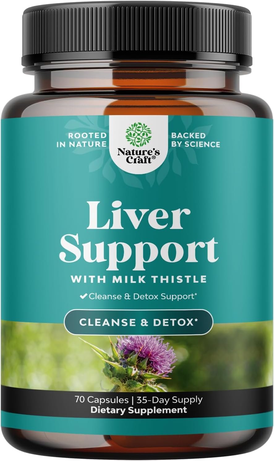 Liver Cleanse Detox & Repair – Milk Thistle Supplement for Digestion & Immune Health – Ginger Root, Choline & Dandelion Root – Herbal Liver Support with Silymarin, Beetroot & Artichoke – 70 Count