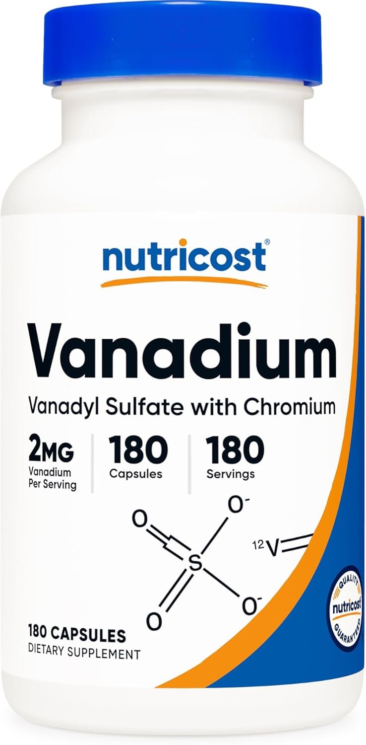 Nutricost Vanadium + Chromium 2mg 180 Vegetarian Capsules – Gluten Free, Non-GMO – Vanadium Supplement