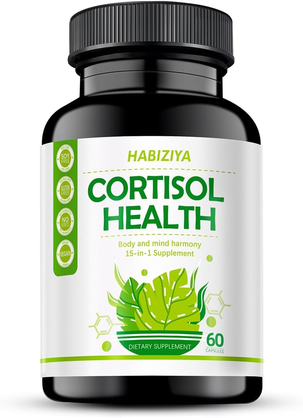 Cortisol Manager Supplement for Women and Men Adrenal Support with Ashwagandha, Rhodiola Rosea, Holy Basil, Mood & Sleep Support – Non-GMO, Vegan Capsules (60 Count)