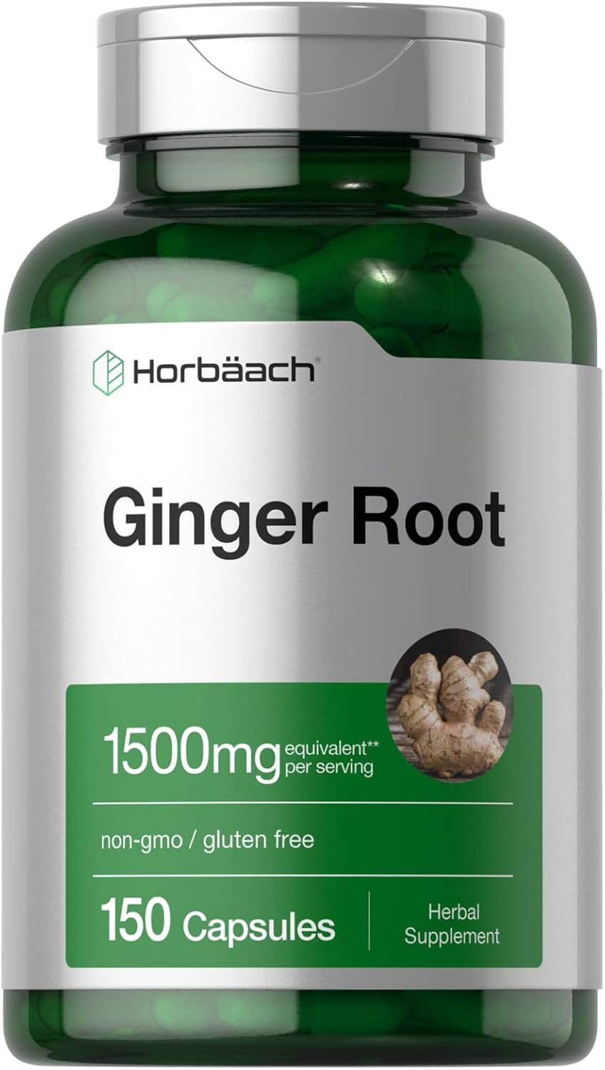 Horbäach Ginger Root Extract Supplement | 150 Capsules | Traditional Herbal Formula | Non-GMO & Gluten Free