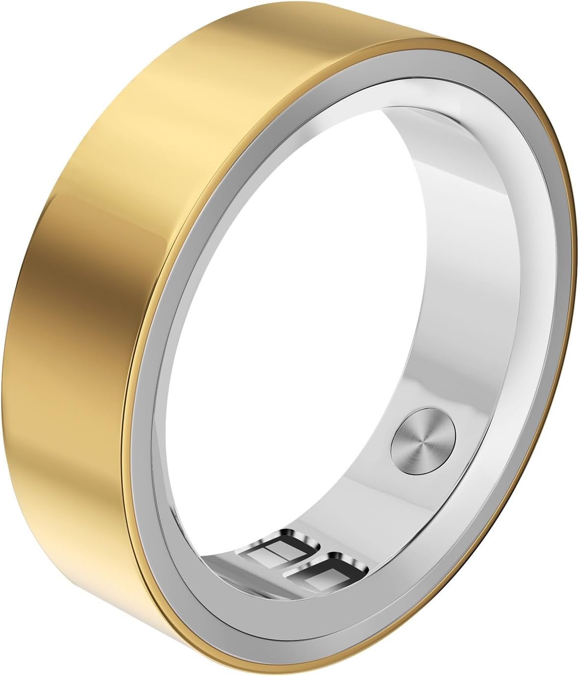 RQZ Smart Ring for Women Men, Fitness Tracker with Heart Rate Tracking, Sleep Tracking, Step Counter, Vibration Alert, 5ATM Waterproof, iOS Android Compatible, Gold Size 8