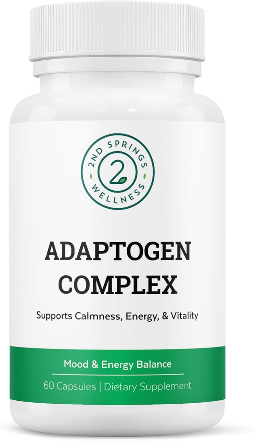 Adaptogen Complex Calmness, Energy and Vitality Booster – Ashwagandha, Schisandra, Astragalus, Ginseng, Rhodiola, and More – Adrenal Support Supplements – 60 Ct