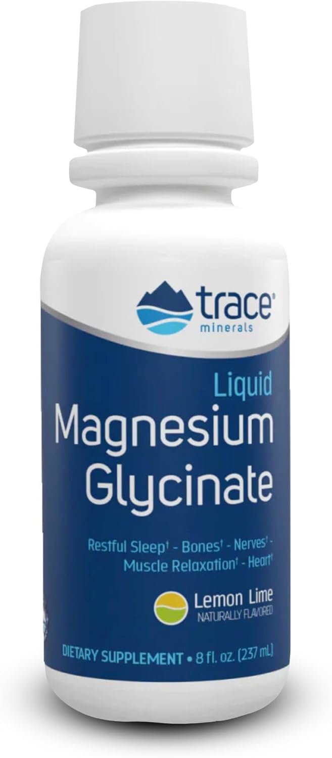 Trace Minerals Magnesium Glycinate – Liquid Magnesium Glycinate for Bone, Nerve & Digestive Health – Supports Sleep Quality, Clarity & Focus – Gentle – Lemon Lime Flavor – 8 fl oz (30 Servings)