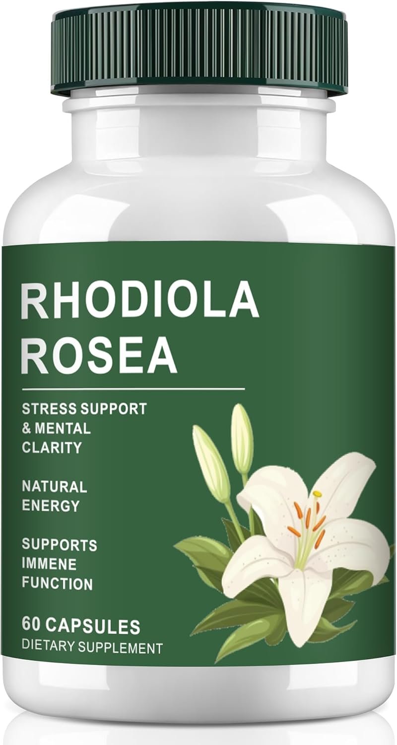 Rhodiola Rosea Capsules – Golden Root Adaptogen Supplement with Salidroside, Herbal Support for Stress, Energy & Focus, 60 Capsules