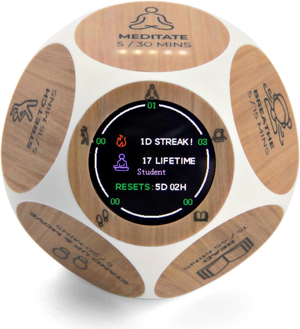 Mindsight Focused Activity Timer & Tracker | Promotes Work Life Balance & Productivity | Pomodoro ‘Plus’ w/ 5 Fixed timers + 5 curated Wellness Activities | Office Desk Accessory | Mindfulness | ADHD