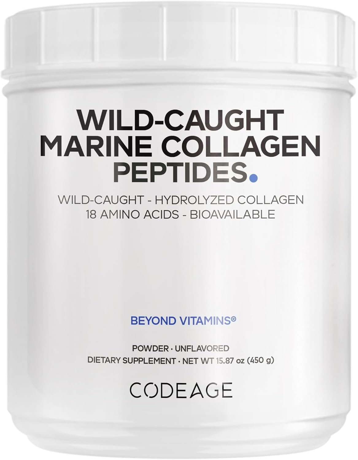 Codeage Marine Collagen Powder – Wild-Caught Hydrolyzed Fish Collagen Peptides – Type 1 & 3 Collagen Protein Supplement – Amino Acids for Skin, Hair, Nails – Paleo Friendly, Non-GMO, 15.87 Ounces