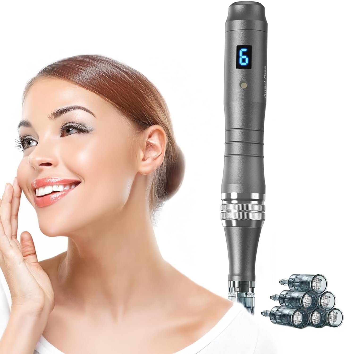 Microneedling Derma Roller Pen 0.25mm – Dermabrasion Roller Derma Microneedle Stamp – Beauty Cosmetic Kit for Women and Men at Home, with Storage Case, Black