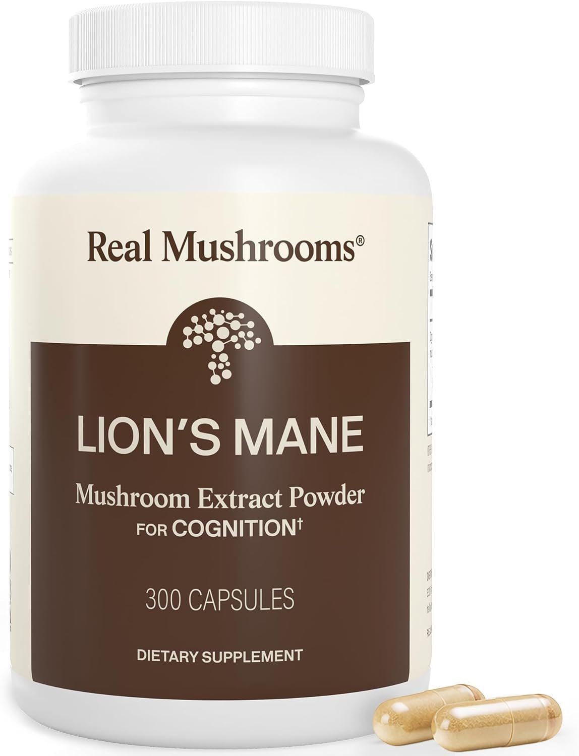 Real Mushrooms Lion’s Mane Supplement Capsules – Organic Lions Mane Extract for Overall Wellbeing – Beta Glucan Supplements – Vegan 300 ct Mushroom Extract