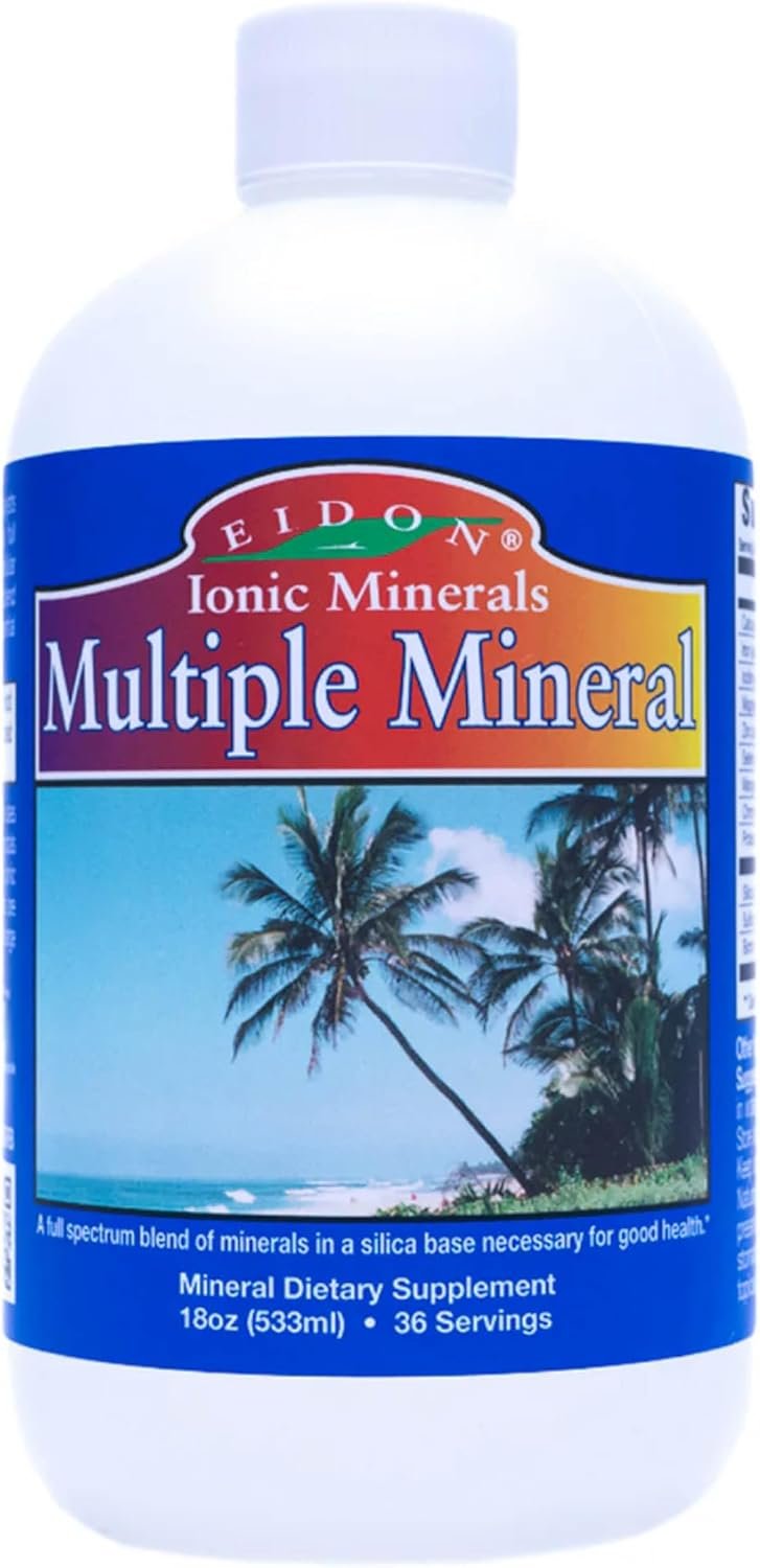 Eidon Multiple Minerals Supplement – Ionic Trace Mineral Drops for Water, with Zinc, Potassium, Chromium, & Magnesium, Natural Liquid Vitamins, Sugar Free & Bioavailable, for Men & Women – 18 oz