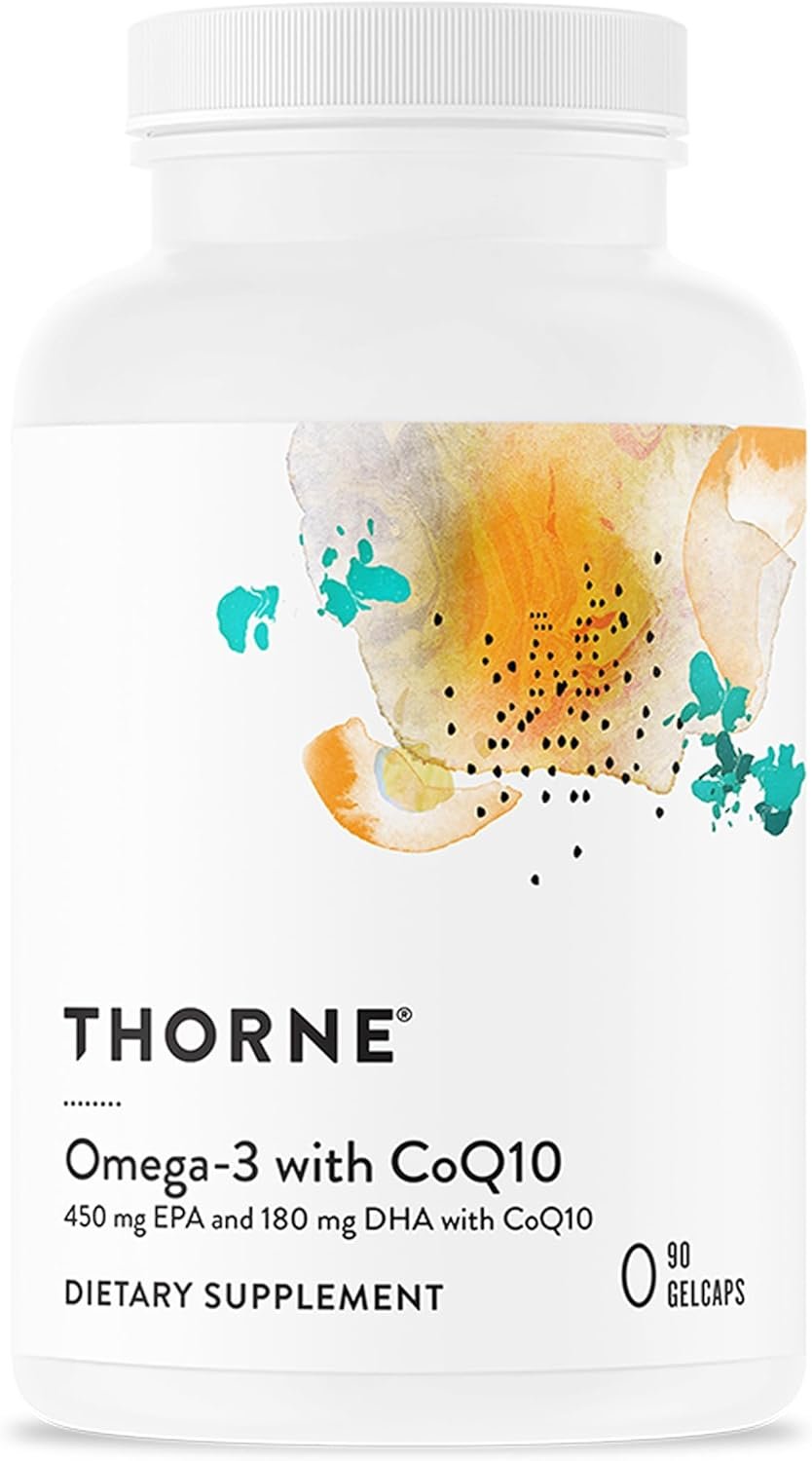 THORNE – Omega-3 with CoQ10 – Fish Oil Supplement with EPA & DHA from Sustainably Sourced Fish – Supports Brain, Skin, Joint & Heart Health* – Third-Party Certified – Gluten & Dairy-Free – 90 Softgels